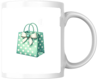 Thumbnail for Polka Dot Gift Bag Mug | Pastel Mint Bow Coffee Mug | Cute Birthday Gift