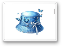 Thumbnail for Blue Butterfly Bucket Hat Wall Art | Whimsical Denim Fashion Print | Trendy Room Decor Gift