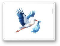 Thumbnail for Stork Carrying Baby Bundle Wall Art | Soft Watercolor Blue Print | New Baby Boy Gift