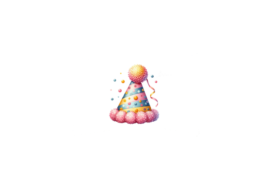 Pastel Party Hat Throw Pillow | Watercolor Birthday Celebration Decorative Pillow | Kids Room Gift