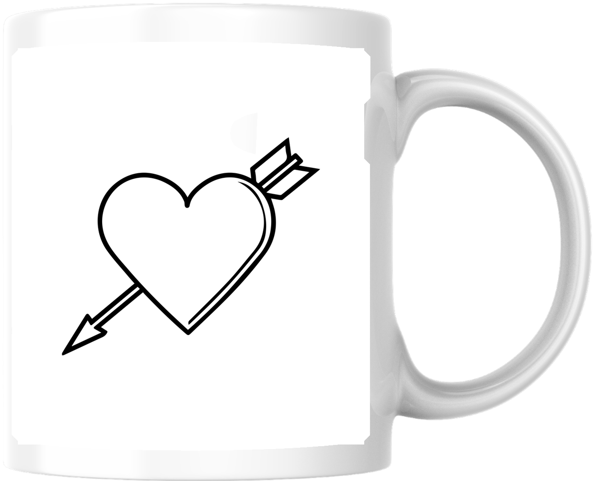 Heart And Arrow Mug | Minimalist Line Art Love Coffee Mug | Valentine's Day Gift