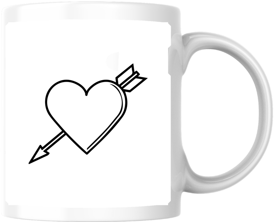 Heart And Arrow Mug | Minimalist Line Art Love Coffee Mug | Valentine's Day Gift
