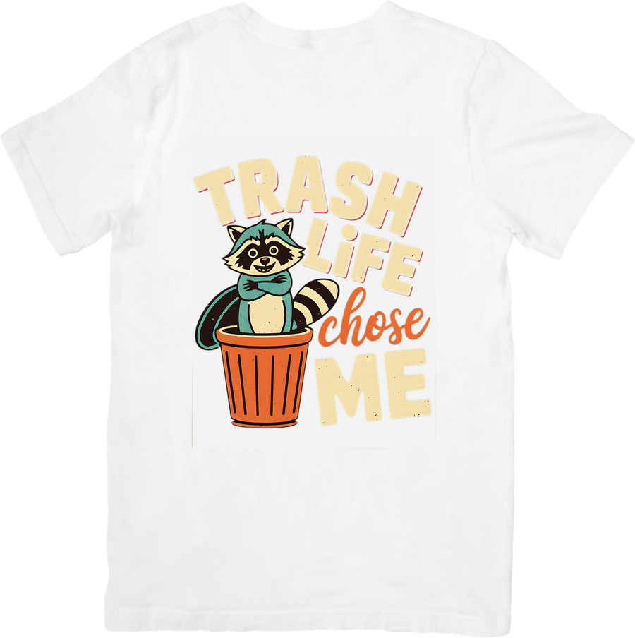 Trash Life Chose Me Raccoon T-Shirt | Funny Retro Animal Graphic Tee | Quirky Humor Gift