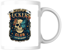 Thumbnail for Grumpy Fuckers Club Skull Mug | Vintage Gothic Butterfly Coffee Mug | Edgy Humor Gift