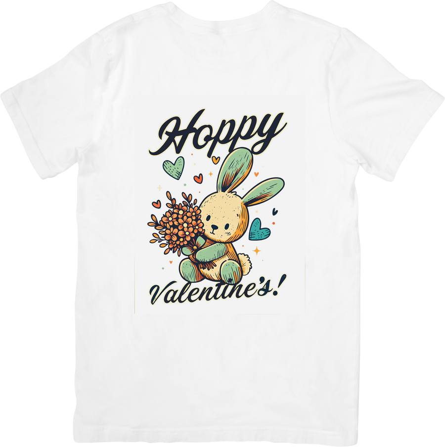 Hoppy Valentines Bunny Cute Kawaii Holiday Graphic Tee Valentine Gift