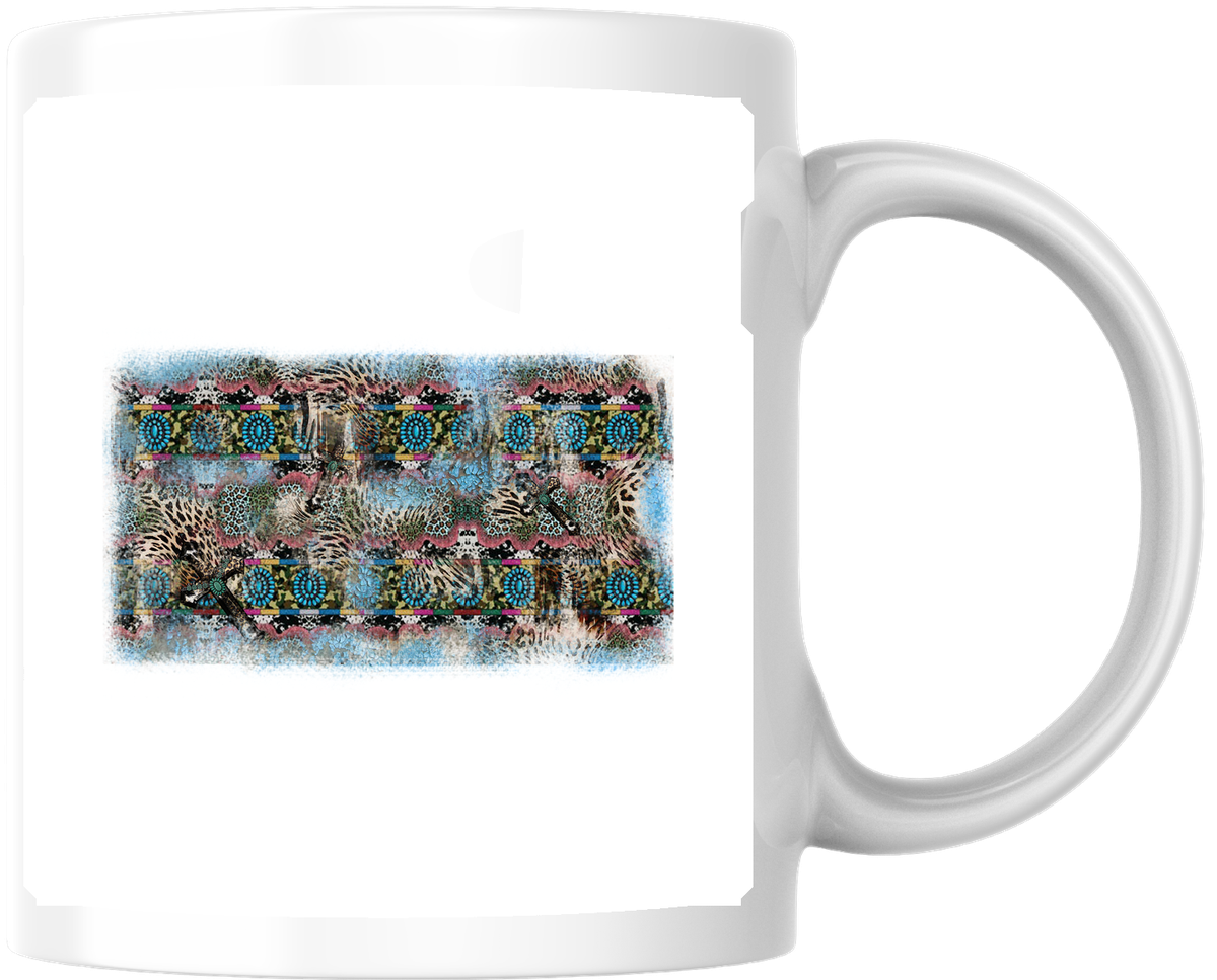 Abstract Mosaic Pattern Mug | Colorful Beaded Art Coffee Mug | Eclectic Boho Gift
