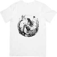 Thumbnail for Mermaid Underwater Scene T-Shirt | Black And White Nautical Graphic Tee | Ocean Lover Gift