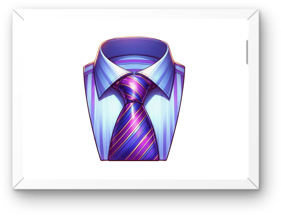 Purple Striped Necktie Wall Art | Classy Dress Shirt Illustration Print | Office Gentleman Gift
