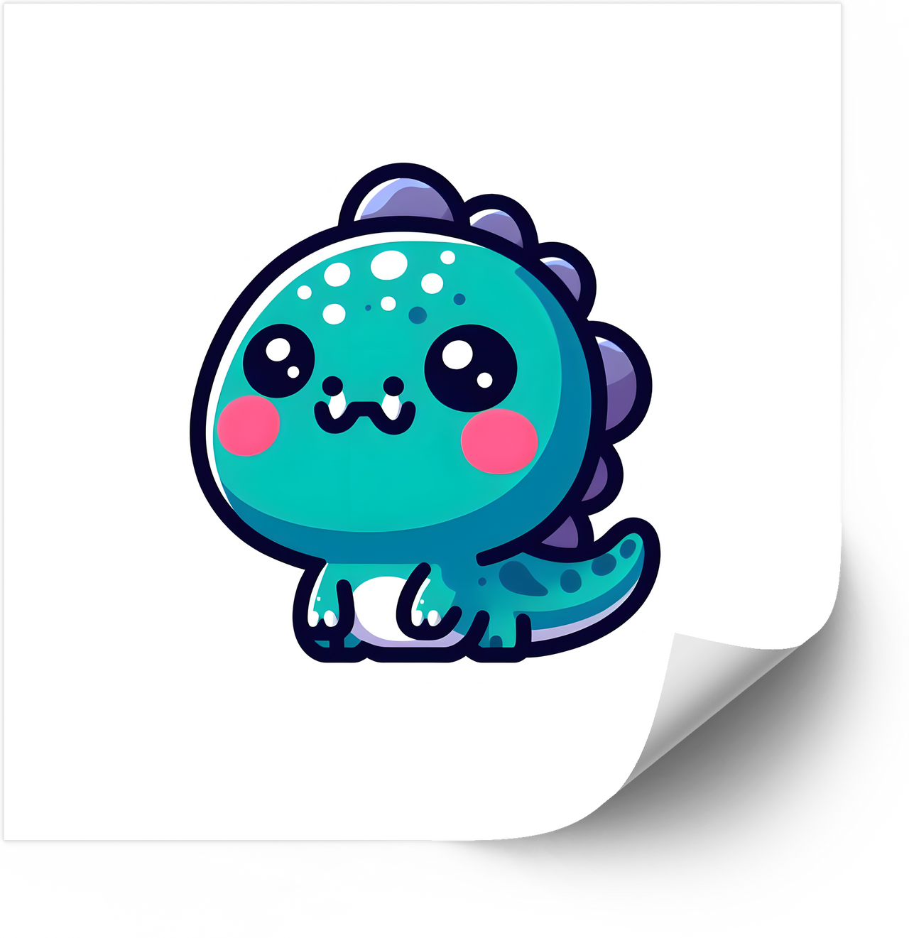 Baby Dinosaur Kawaii Cute Teal Purple Dino Vinyl Sticker Decal