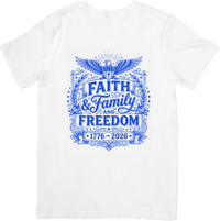 Thumbnail for Faith Family and Freedom 1776 Eagle Patriotic Christian American Graphic Tee