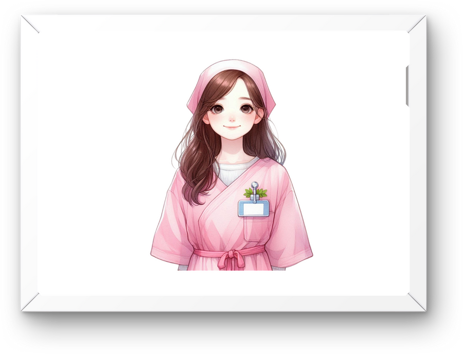 Cute Nurse Girl Wall Art | Soft Pastel Anime Print | Healthcare Worker Gift