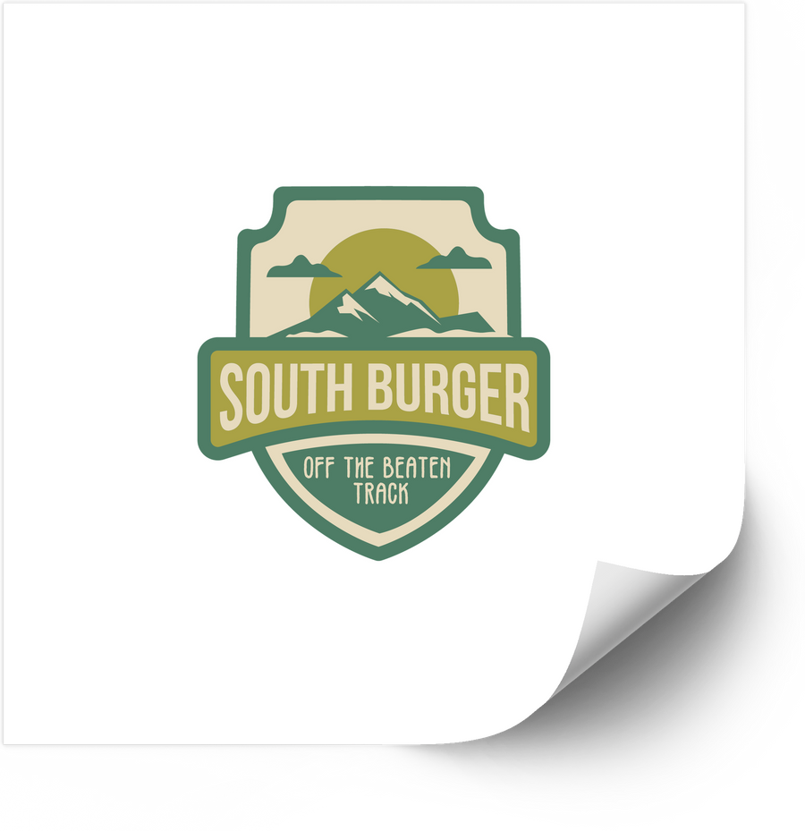 South Burger Mountain Badge Vintage Adventure Vinyl Sticker Decal