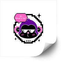 Thumbnail for Hi Whats Up Pixel Monkey Sunglasses Y2K Retro Gaming Cool Monkey Vinyl Sticker