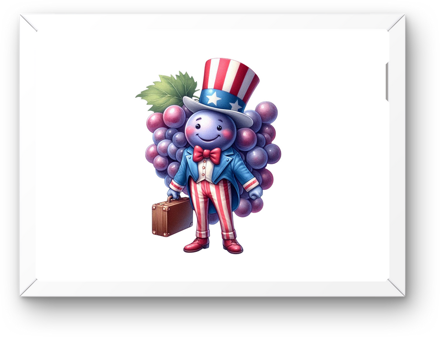 Patriotic Grape Character Wall Art | Uncle Sam Fruit Print | 4th Of July Home Gift