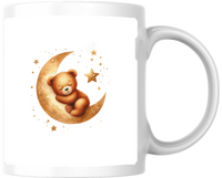 Thumbnail for Teddy Bear On Moon Mug | Cozy Watercolor Crescent Coffee Mug | Baby Nursery Gift