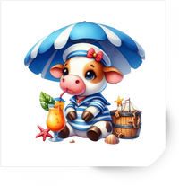 Thumbnail for Beach Day Cow Sticker | Cute Cow Under Umbrella Vinyl Decal | Summer Kids Gift