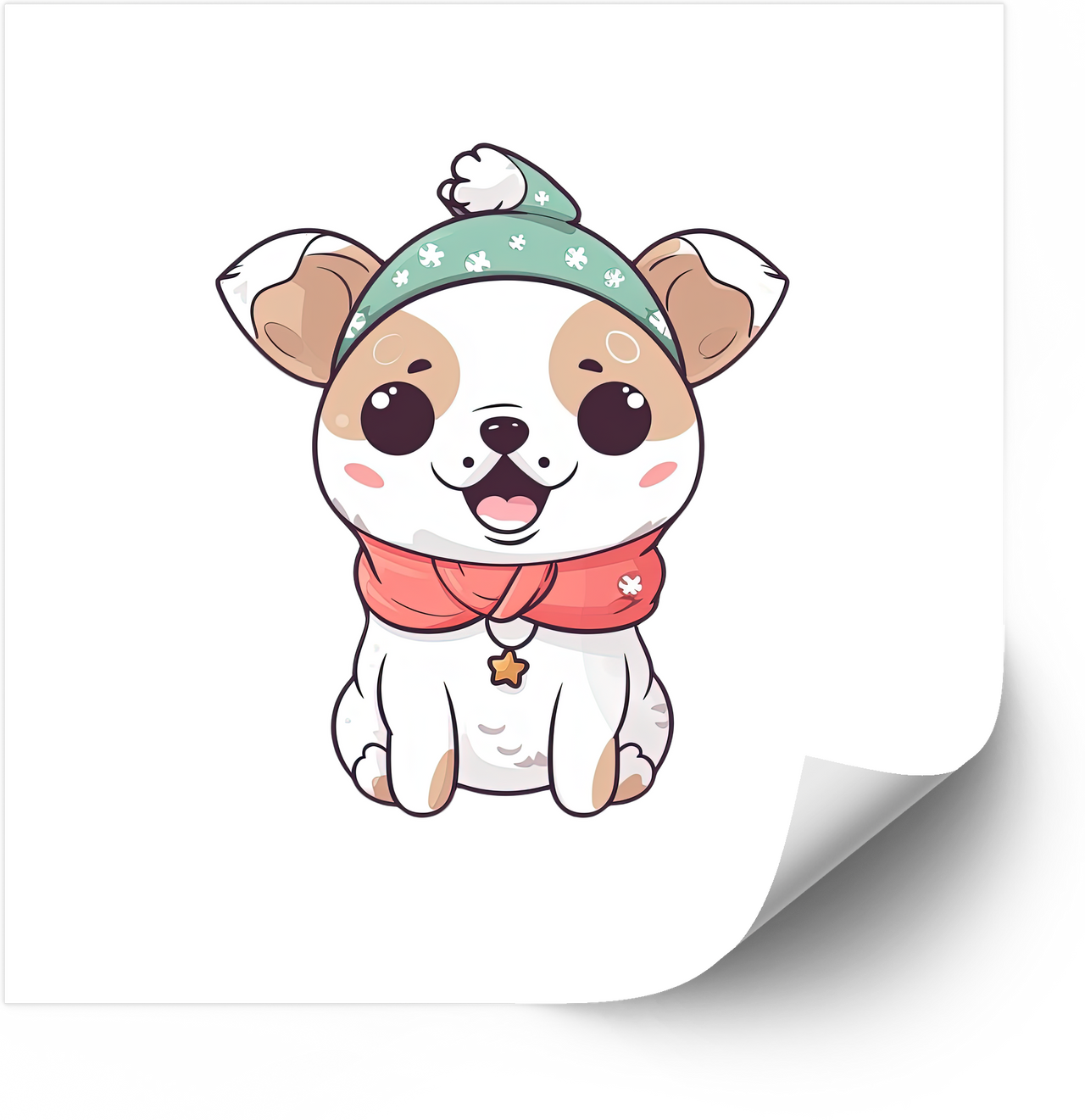 Winter Puppy Bold Patriotic Kawaii Beanie Dog Vinyl Sticker American Dog Pride