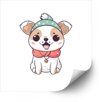 Thumbnail for Winter Puppy Bold Patriotic Kawaii Beanie Dog Vinyl Sticker American Dog Pride