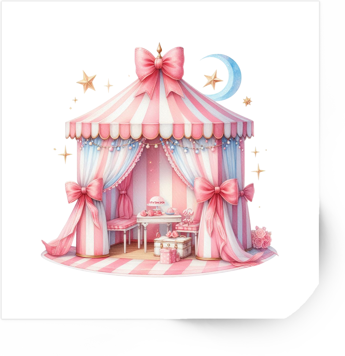 Pink Circus Tent Sticker | Pastel Watercolor Big Top Vinyl Decal | Girls Room Nursery Gift