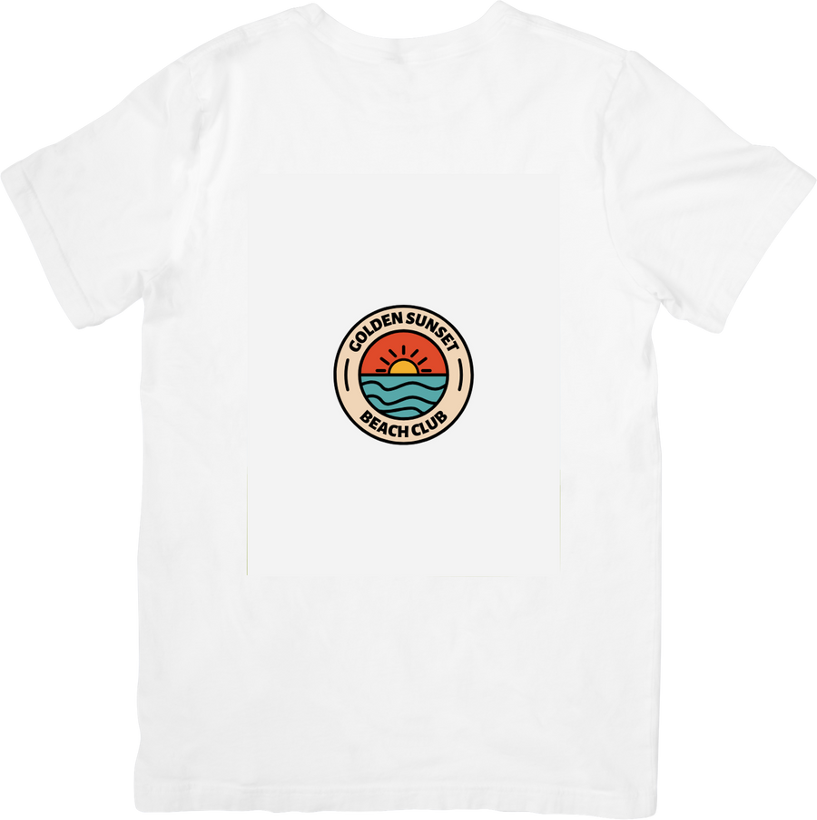 Golden Sunset Beach Club Retro Coastal Badge Graphic Tee Beach Lover Gift