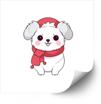 Thumbnail for Cute Puppy Santa Christmas Kawaii Winter Holiday Dog Vinyl Sticker Decal