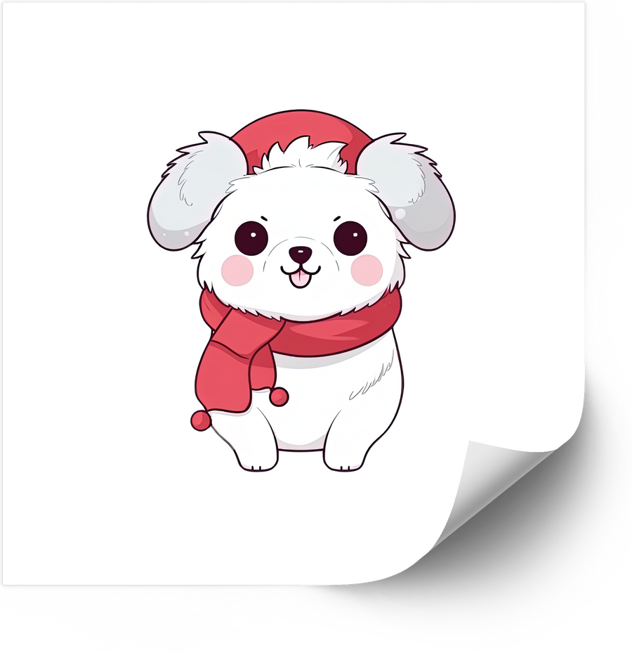 Cute Puppy Santa Christmas Kawaii Winter Holiday Dog Vinyl Sticker Decal