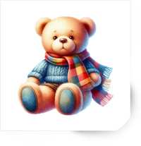 Thumbnail for Teddy Bear In Scarf Sticker | Cozy Watercolor Toy Vinyl Decal | Cute Winter Gift