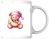 Thumbnail for Pink Teddy Bear On Moon Mug | Cute Watercolor Sleepy Coffee Mug | Baby Girl Nursery Gift