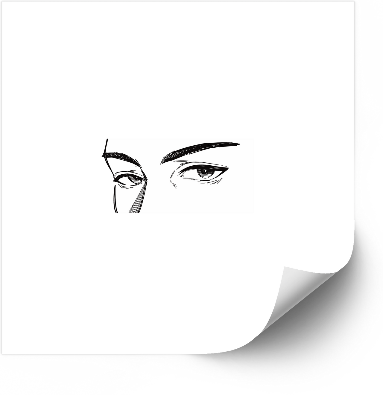 Intense Gaze Eyes Sketch Minimalist Anime Line Art Vinyl Sticker Decal