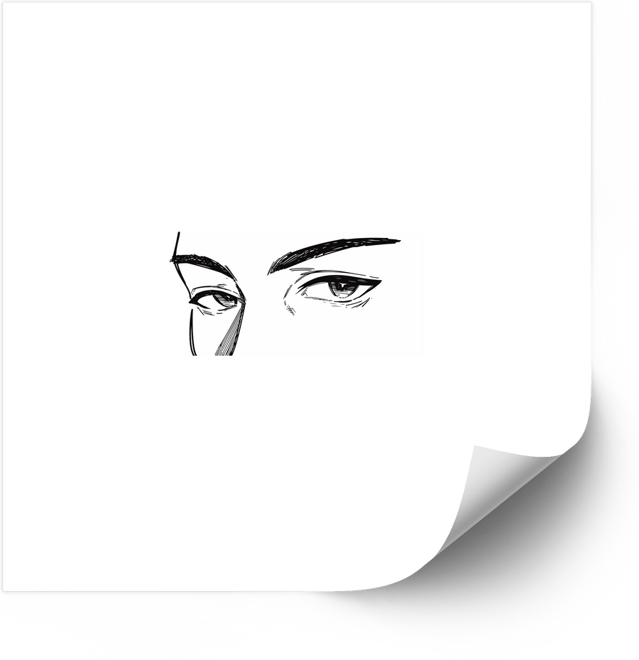 Intense Gaze Eyes Sketch Minimalist Anime Line Art Vinyl Sticker Decal