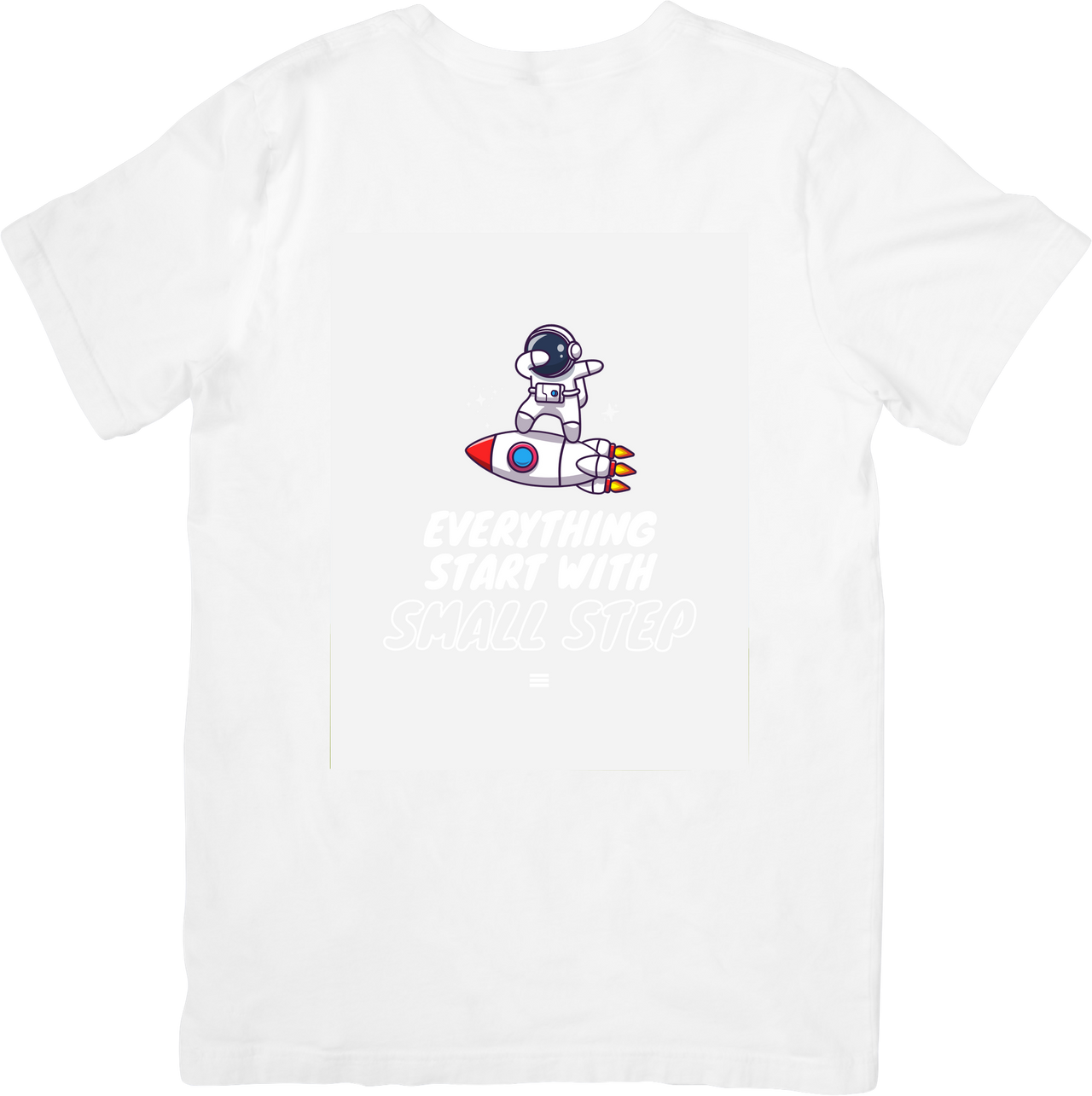 Everything Starts With A Small Step Astronaut Motivational Rocket Graphic Tee