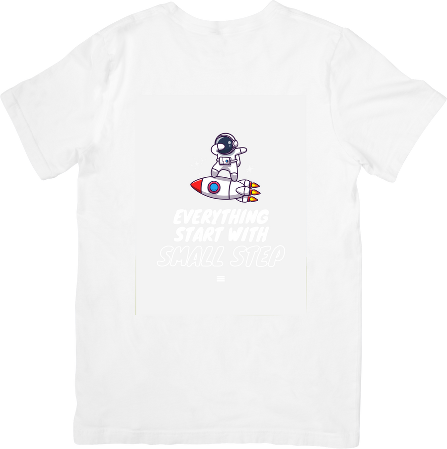 Everything Starts With A Small Step Astronaut Motivational Rocket Graphic Tee