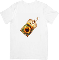 Thumbnail for Sunflower Gift Tag T-Shirt | Rustic Floral Vintage Graphic Tee | Fall Botanical Nature Gift