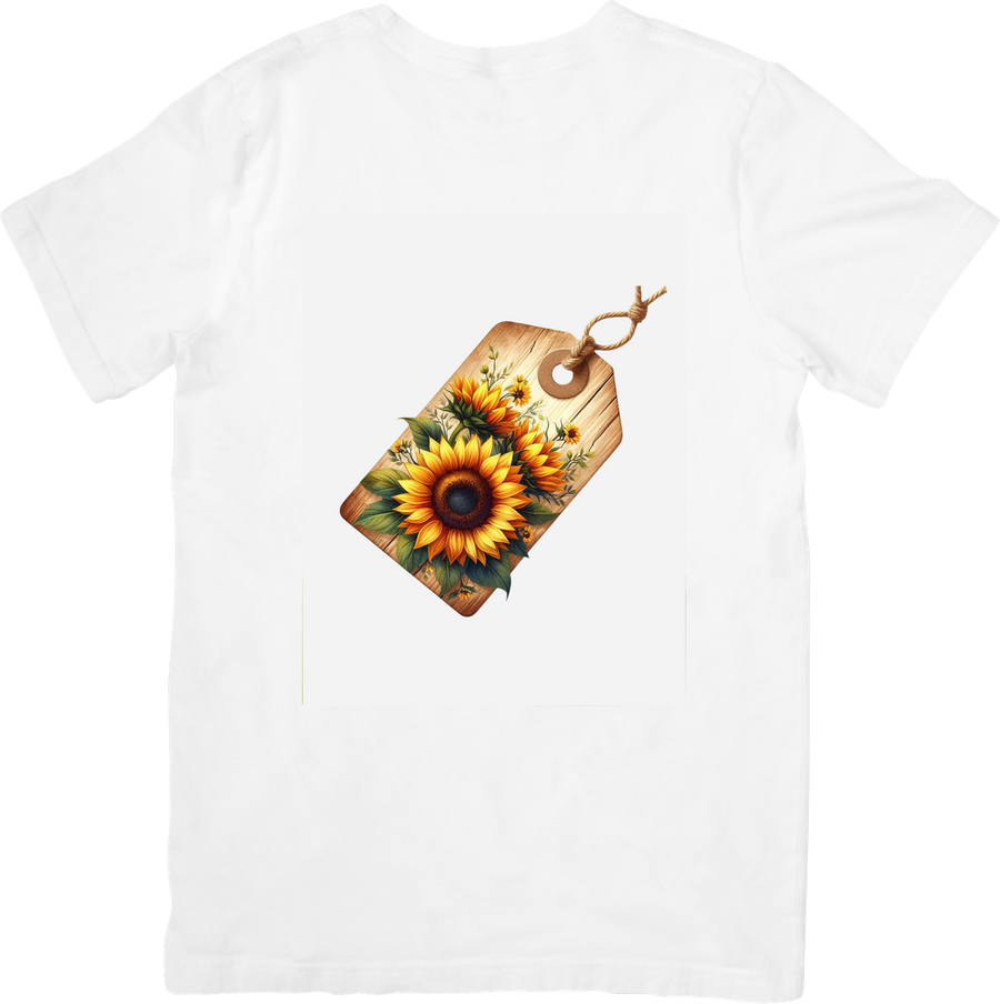 Sunflower Gift Tag T-Shirt | Rustic Floral Vintage Graphic Tee | Fall Botanical Nature Gift