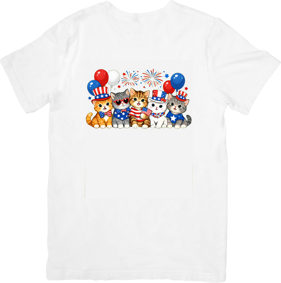 Patriotic Cats Fourth of July Cute Patriotic Cat Lover Graphic Tee Independence Day Gift