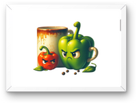 Thumbnail for Grumpy Bell Pepper Wall Art | Funny Cartoon Veggie Mug Print | Quirky Kitchen Decor Gift