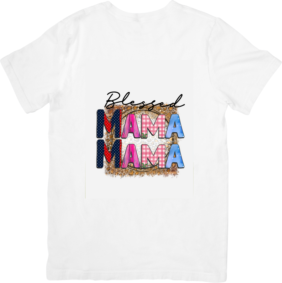 Blessed Mama Boho Leopard Print Mom Graphic Tee Mothers Day Gift