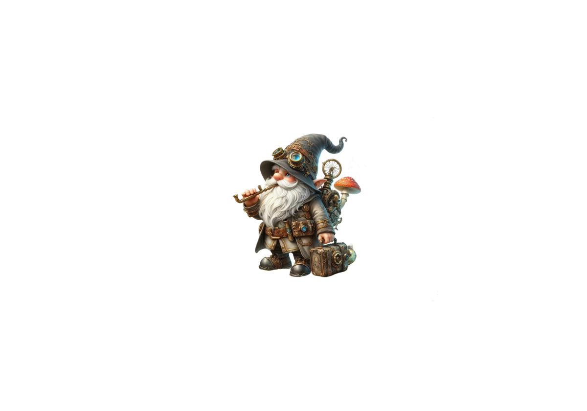 Steampunk Gnome Throw Pillow | Whimsical Mushroom Adventurer Decorative Pillow | Fantasy Home Gift