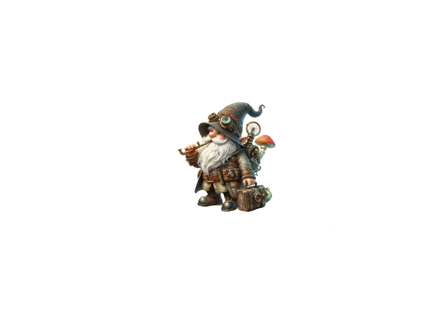 Steampunk Gnome Throw Pillow | Whimsical Mushroom Adventurer Decorative Pillow | Fantasy Home Gift