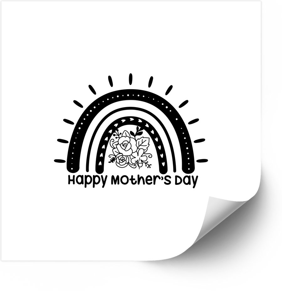Happy Mothers Day Boho Rainbow Minimalist Floral Vinyl Sticker Decal