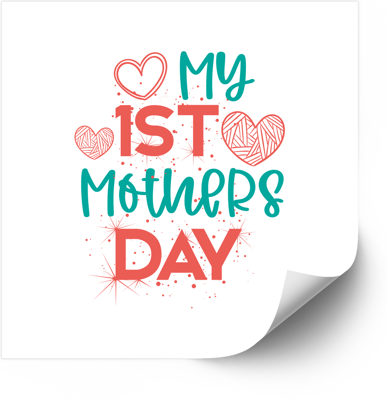 My First Mothers Day Heart Boho New Mom Typography Vinyl Sticker Decal