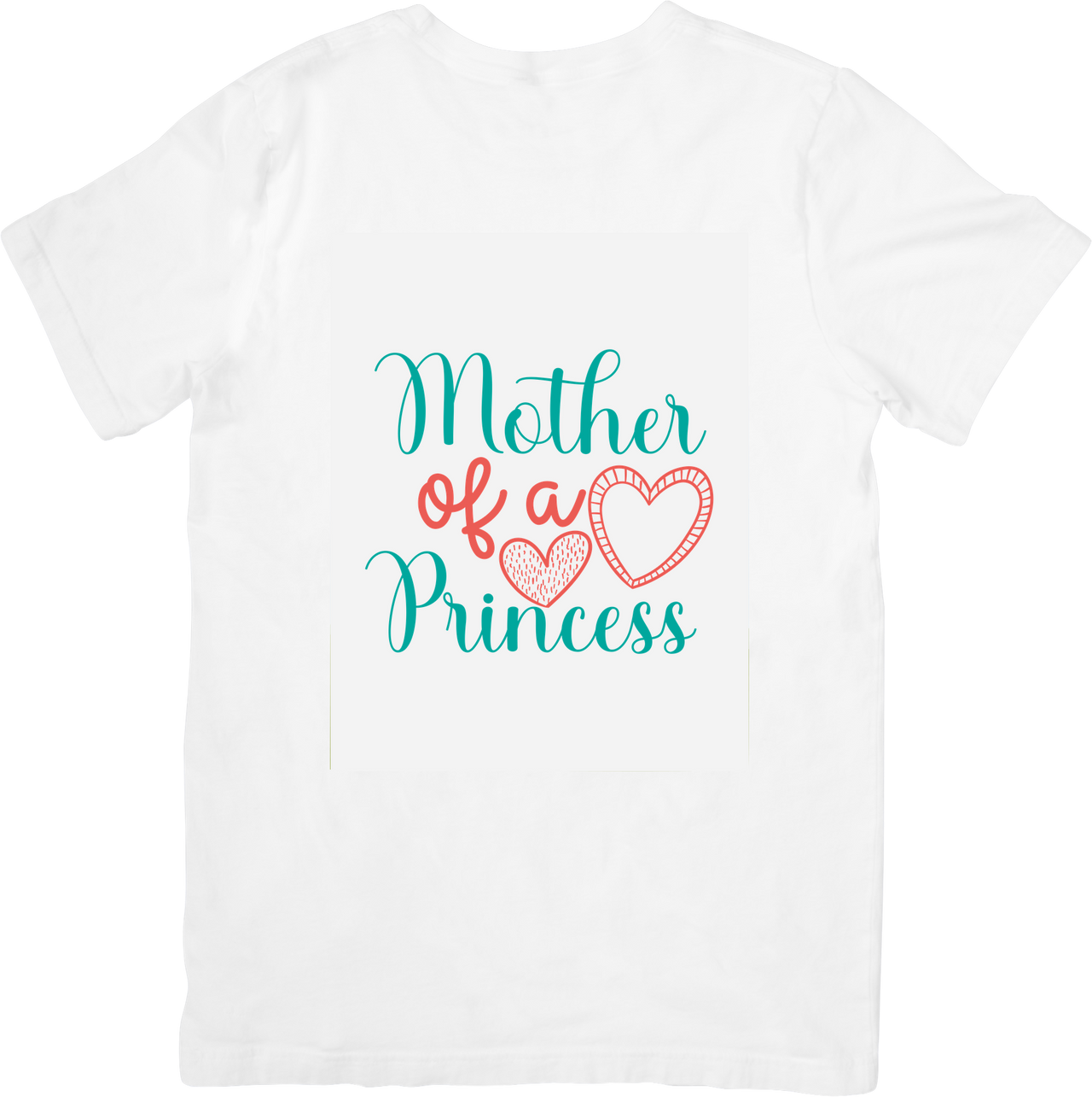 Mother of a Princess Teal Coral Hearts Graphic Tee Girl Mom Gift