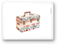 Thumbnail for Boho Aztec Suitcase Wall Art | Watercolor Tribal Travel Trunk Print | Wanderlust Decor Gift