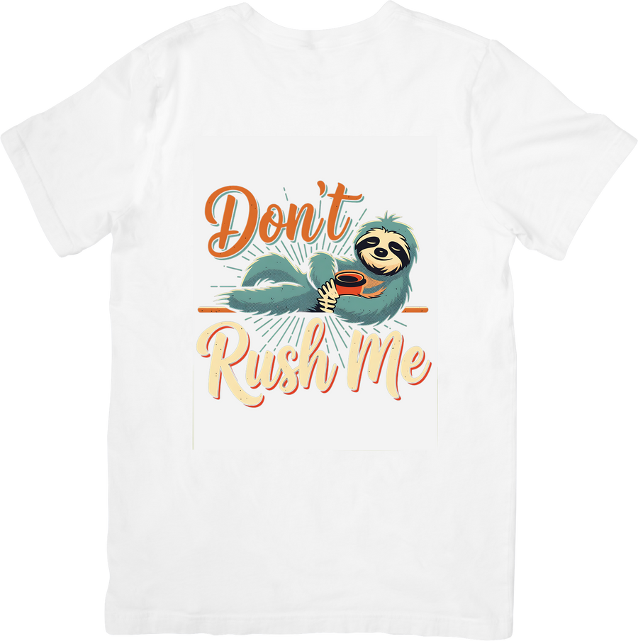 Dont Rush Me Sloth Funny Lazy Coffee Animal Graphic Tee Chill Gift