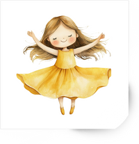 Thumbnail for Happy Girl In Yellow Dress Sticker | Cute Watercolor Dancing Vinyl Decal | Kids Room Gift