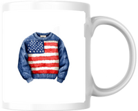 Thumbnail for American Flag Sweater Mug | Patriotic Knit Denim Coffee Mug | 4th Of July Gift